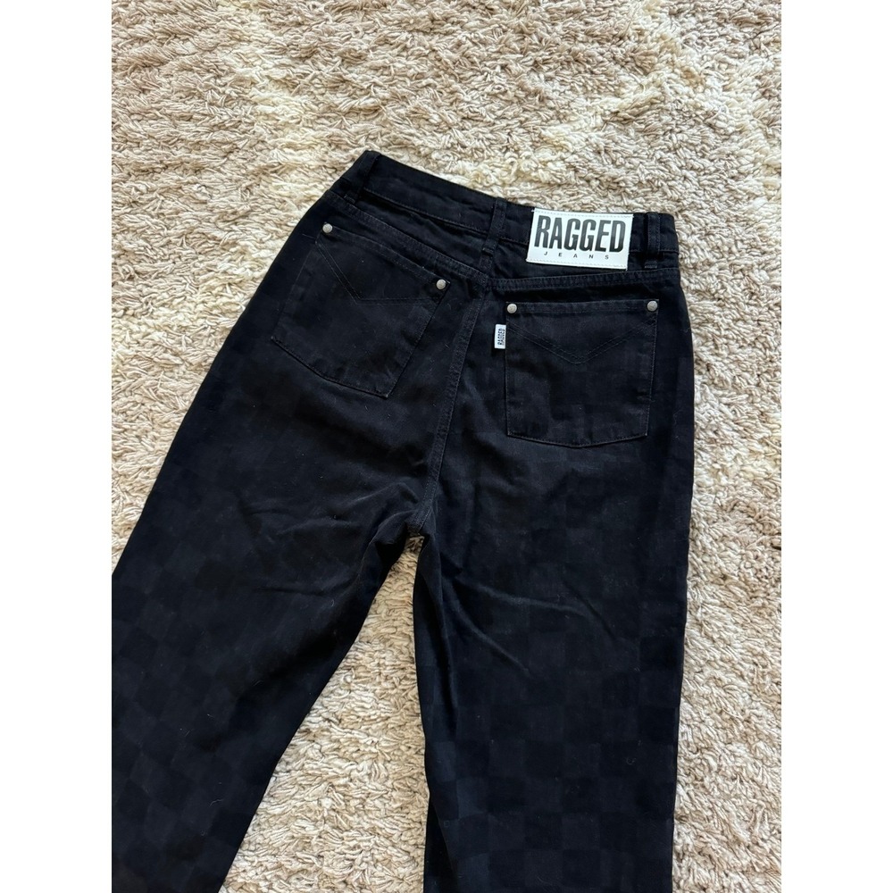 The Ragged Priest Black Checkerboard High Waisted Straight Leg Denim Jeans - Picture 5 of 9